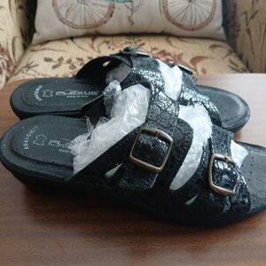 Anatomic Flexus Black Leather Adjustable Two-Strap Slip On Made in Italy SZ 38
